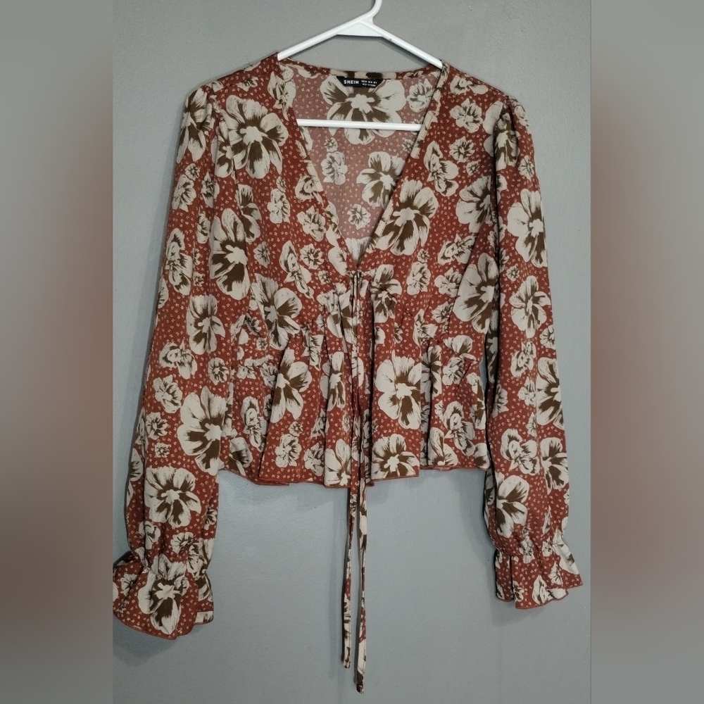 Shein Floral Rust Blouse Size (M)